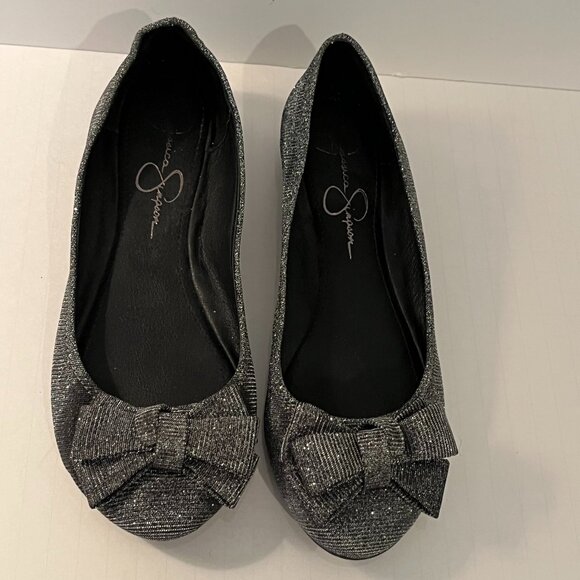 Jessica Simpson Mugara Slip on Ballet Flats with Bow Black Metallic Women's 7.5M - Picture 4 of 9